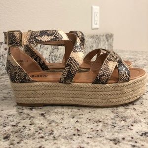 Snake Print Platform Sandals